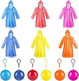 Tyafzzn Regenponcho Einweg, 6 Stück Bunt Notfall,Regencape Poncho, Regenmäntel für...