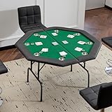 Mingone Achteckig Pokertisch Klappbar für bis zu 8 Spieler Poker Table, Getränkehalter aus...