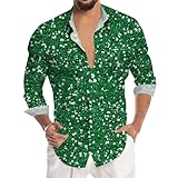 Glitzerndes Pailletten-Partyhemd, langärmelig, lässig, mit Knopfleiste, für Festivalfeiern...