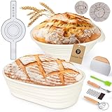 FIVAVA 9-Teiliges Brot Gärkorb Set, 2pcs Gärkörbchen zum Brotbacken, 23cm Rund & 25cm Oval...