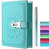 ZXHQ Tagebuch mit Schloss - A5 Notizbuch mit Stift Set, Nachfüllbares Leder Journal mit Buntem...