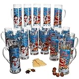 MamboCat Frohe Weihnachten 24er Set Glühweingläser mit Henkel I 200ml, geeicht, H17,5cm I Teeglas...