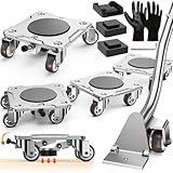 WOUOW Möbeltransportrollen Set mit Parkfunktion – Möbelroller mit Stabilisierung, aufgerüstete...