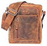 ALMADIH kleine Leder Umhängetasche Herren 9.7 Zoll iPad – FINN Braun Vintage Kompakte Ledertasche...