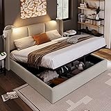ZYLOYAL10 Polsterbett Doppelbett Stauraum Bettkasten Leselicht mit USB Ladefunktion...