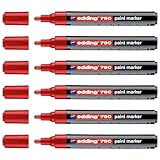 Edding Set mit 6 Markern für Farbe 790, Rot, Rundspitze 2-3 mm