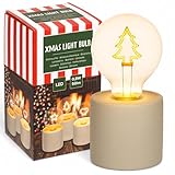 MIJOMA LED Tischlampe mit Motiv-Leuchtmittel – Stimmungslicht mit Betonfuß – batteriebetrieben...