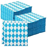 100 Stück Oktoberfest-Papierservietten, 16,5 x 16,5 cm, blau-weiß kariert, Cocktail-Servietten-Set...