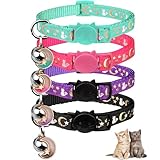 Katzenhalsband mit Glöckchen, Katzenhalsbänder, Monde und Sterne, niedlich, verstellbar, sicher,...