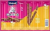 Vitakraft Katzensnacks, Fleischige Sticks mit Geflügel und Leber, Cat Stick mini, 23847, 6 Stück