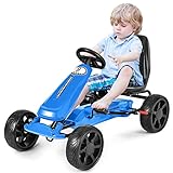 DREAMADE Gokart für Kinder, Tretauto Kinderfahrzeug, Tretfahrzeug mit Pedal & verstellbarem Sitz &...