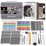 HIFORNY 100-teiliges Zeichen- und Skizzierset, professionelles Kunstzubehör mit Graphit, Anthrazit,...