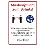 Wandkings Hinweisaufkleber für den Innen- und Außenbereich - Maskenpflicht zum Schutz - 20x15 cm -...