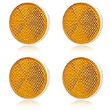 AOJO 4 PCS 60 mm Orange Rund KFZ Rückstrahler Selbstklebend, Gelb Reflektoren Bernstein Signal...