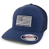 Armycrew XXL Oversize USA-Flagge bestickt Flex Fitted Mesh Back Baseball Cap, Marineblau, XX-Large