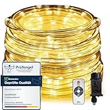 HAUSPROFI 15M 200 LEDS Lichterschlauch mit Fernbedienung,Lichterkette, 8 Modi und Helligkeit...