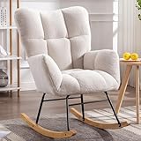 DEKKETO Schaukelstühle Teddystoff, Gemütlicher Teddy Sessel Zum Stillen, Relaxstuhl Stillsessel...