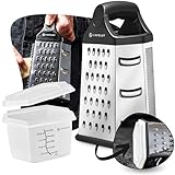 LINFELDT® 6-Kant Reibe Edelstahl Küchenreibe mit Behälter - Rostfrei Spülmaschinengeeignet...