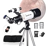 Teleskop Astronomie,Teleskope für Erwachsene, 70mm Blende Refraktor Teleskop für Kinder und...