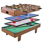 COSTWAY 4 in 1 Spieltisch, Billardtisch & Tischtennistisch & Air Hockeytisch & Tischkicker,...