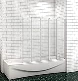 Acezanble 120x140cm Badewannenaufsatz 5-teilig Badewannenfaltwand Duschwand Duschabtrennung