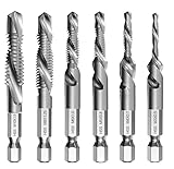 Abiyou Kombi Gewindebohrer Bit Satz, 7 Stück Spiralgewindebohrer, Kombi Gewindeschneider Bit Set,...