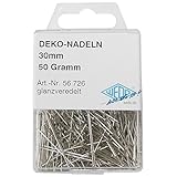 Wedo 56726 Dekonadeln Metall (vernickelt, Länge 30 mm, 50 Gramm) silber