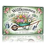 Metallschild Garten Gartenschild mit Sprüchen Retro Blechschilder Lustiger Text Metall Blechschild...