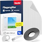 GAUDER Fliegengitter für Fenster (130 x 150 cm | schwarz) aus Polyester | Insektenschutz ohne...