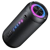 Bluetooth Lautsprecher mit Licht, 30W Musikbox Tragbarer Bluetooth Box mit IPX7 wasserdicht, Dualen...