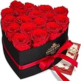 QHHENTOO 17 Infinity Rosen, Ewige Rot Rose Geschenke für Frauen, Konservierte Rose in Herzbox für...