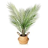 Kazeila Kunstpflanze Groß Areca Palme 80cm Künstliche Pflanzen im Topf Kunstpalme Fake Plastik...