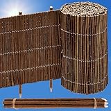 UrFence 300x30 Weide Beeteinfassung Holz - Flexible Rasenkante - Mini Gartenzaun zum Stecken -...