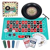 GOTHINK Roulette Wheel Game Set, Includes Roulette and Texas Hold'em Poker, Perfect for Parties and...