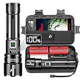 Shadowhawk 500000 Lumen Taschenlampe LED Aufladbar - Bis zu 1000m Reichweite, 24h Laufzeit mit 2...