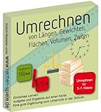 Umrechnen von Längen, Gewichten, Flächen Volumen und Zeiten, leicht Lernen mit Karteikarten, für...