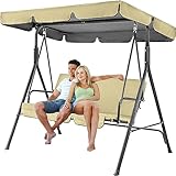 3 Personen Outdoor Patio Swing Chair Ersatz Baldachin mit verstellbarer Verandaschaukel Bequeme...