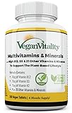 Vegane Multivitamine & Mineralien mit hochwirksamen Vitaminen B12, D3 & K2. 180...