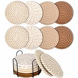 8 STK Untersetzer Gläser, Glasuntersetzer Rund für Gläser, Tassenuntersetzer mit Halter,...