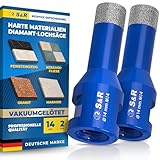 S&R Professional 2-tlg Diamantbohrer M14, Diamant Fliesenbohrer Set 14mm für Winkelschleifer, für...