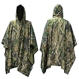 Mture Camouflage Regen Poncho, 3-in-1-Multifunktional Regenmantel Wasserdichter Regenjacken,...