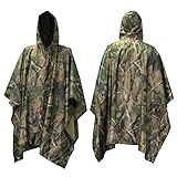 Mture Camouflage Regen Poncho, 3-in-1-Multifunktional Regenmantel Wasserdichter Regenjacken,...