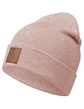Occulto Leatherpatch Winter Mütze Beanie Rosé