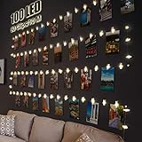 litogo LED Fotoclips Lichterkette für Zimmer Deko, 10M 100LED Lichterkette mit 60 Klammern für...