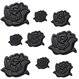 YUVKIN 9 Stück Iron-on Black Rose Patches for Clothing, Hats, Shoes, Bags - Embroidered Flower...