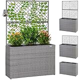 Casaria® Blumenkasten Rankgitter 3 Innentöpfe Polyrattangeflecht Rankhilfe Blumentopf Rattanoptik...
