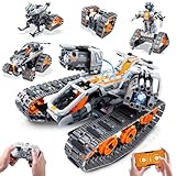 HiWEEGO Technik Roboter für Kinder mit LED Licht, 5-in-1 APP und Fernbedienung Bausatz RC...