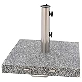 Nexos Sonnenschirmständer 30kg polierter Granit Edelstahl eckig 45 x 45 cm Schirmständer mit Griff...