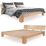 SANZARO Holzbett 140 x 200 cm - Massivholz Bett Kiefer Doppelbett Balkenbett Bettgestell Bettrahmen...