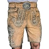 Sterling Sports Herren Lederhose Kurz Antik mit Gürtel with Belt - Traditionelle Leder Hose Für...